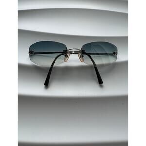Chanel Blue Logo Rimless  Sunglasses
